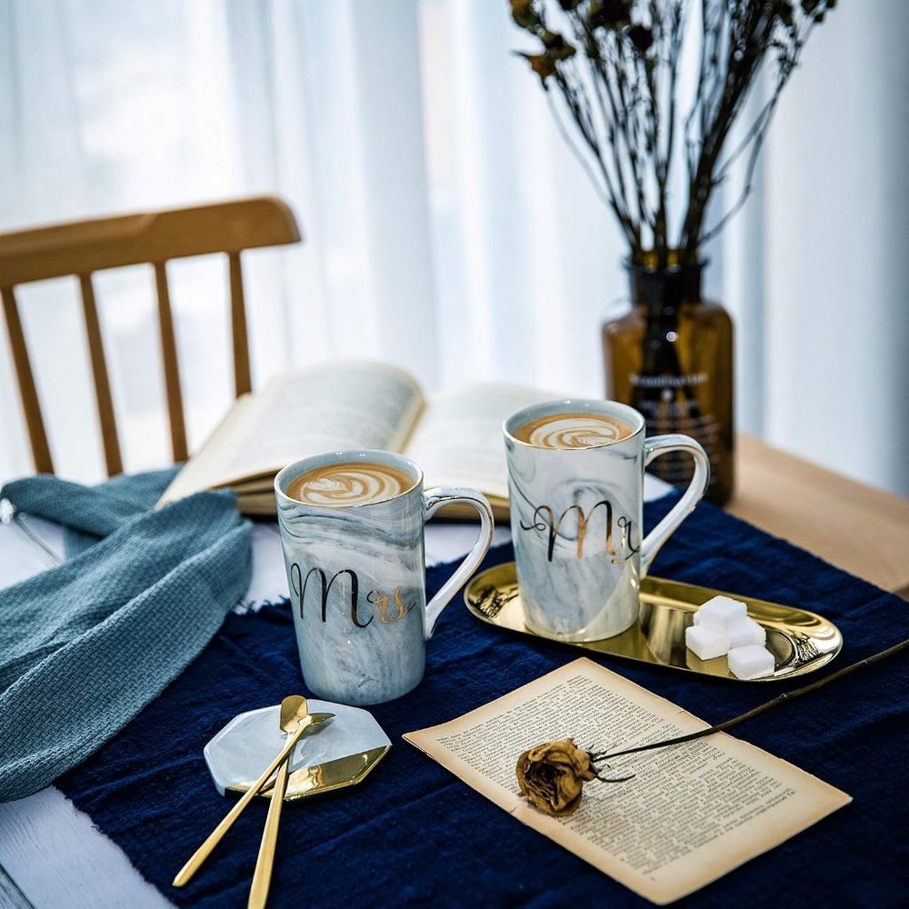 Mr and Mrs Coffee Mugs, Gifts for Bridal Shower, Engagement Wedding and Married